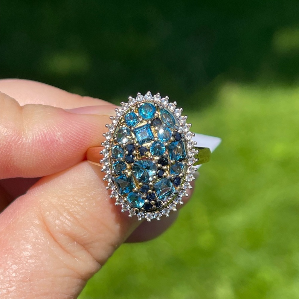 London Blue Topaz Cluster Ring